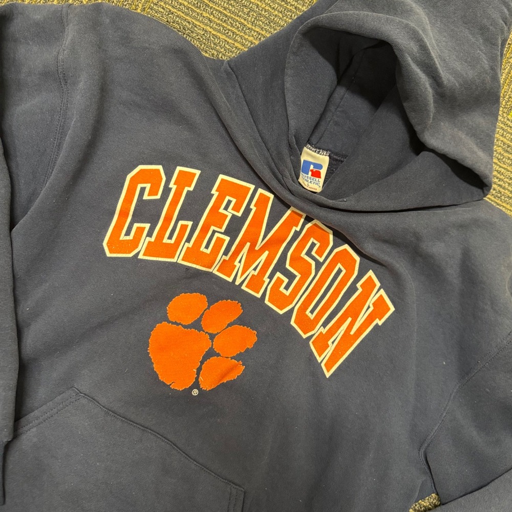 Russell Athletic Clemson Tigers Paw Logo Hoodie Navy Blue Men's Size L